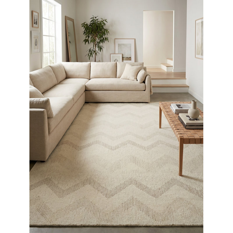 Cambria Hand Tufted New Zealand Wool Taupe/Multi Area Rug, 6'X9'