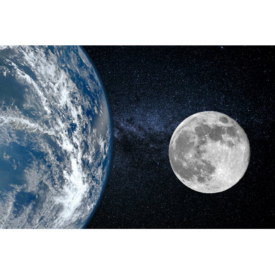 Earth And Moon - Wrapped Canvas Print