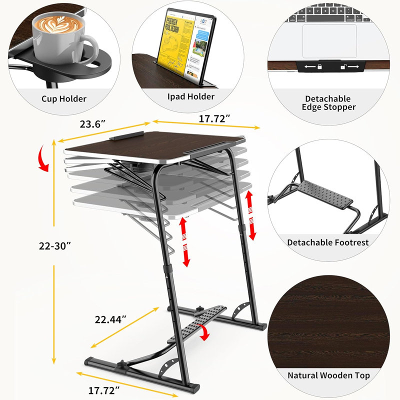 Table d'appoint pliante améliorée pour télévision, canapé robuste et table pour ordinateur portable.