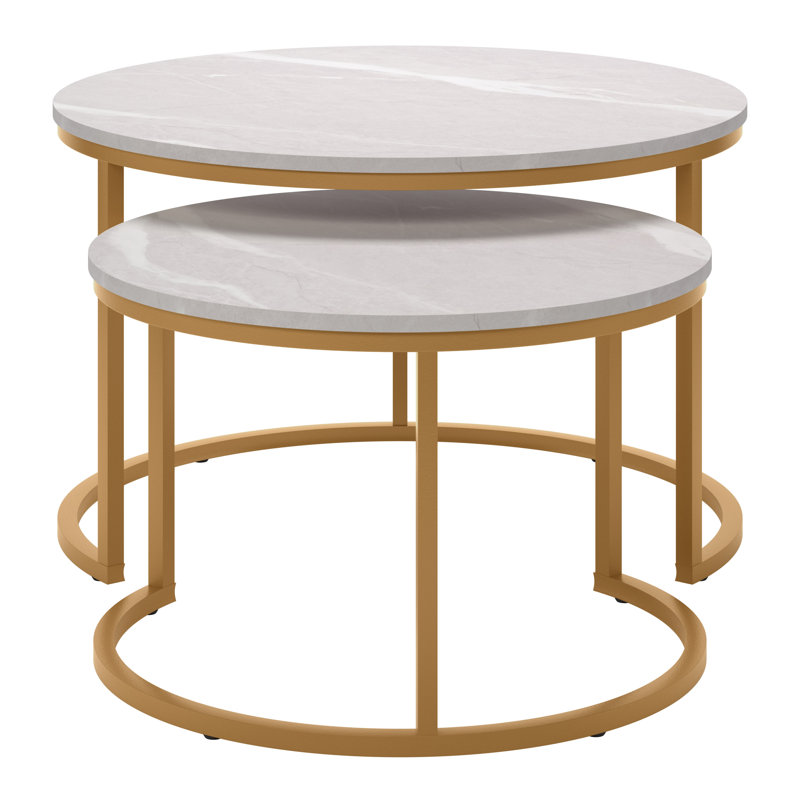 Tables gigognes Allenhurst, Marbre et or, Or