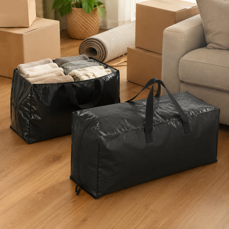 6-Pack Heavy Duty Moving Bags, Large Storage Totes with Backpack Straps, Reinforced Handles and Zippers, Ideal for Moving Supplies, Packing and College Dorm Essentials