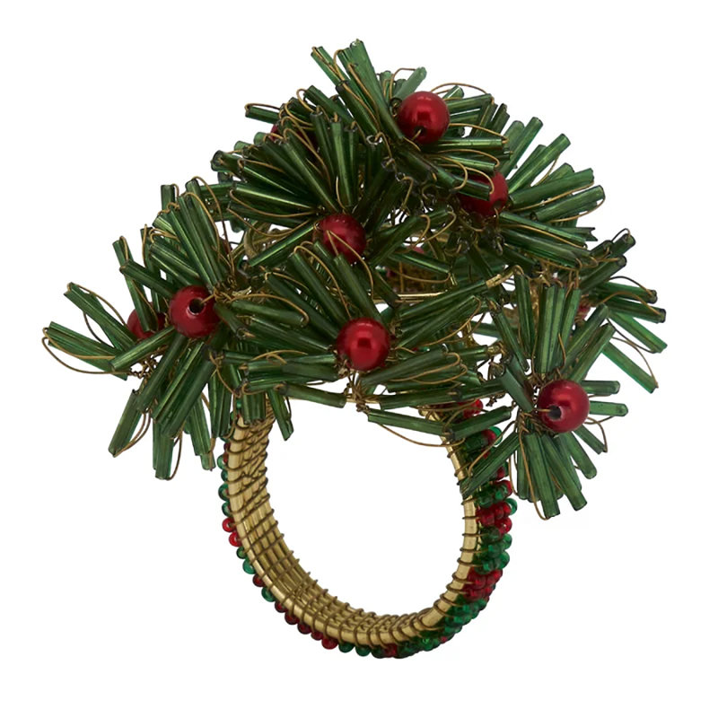 Perles de verre, porte-serviette en fer, Vert