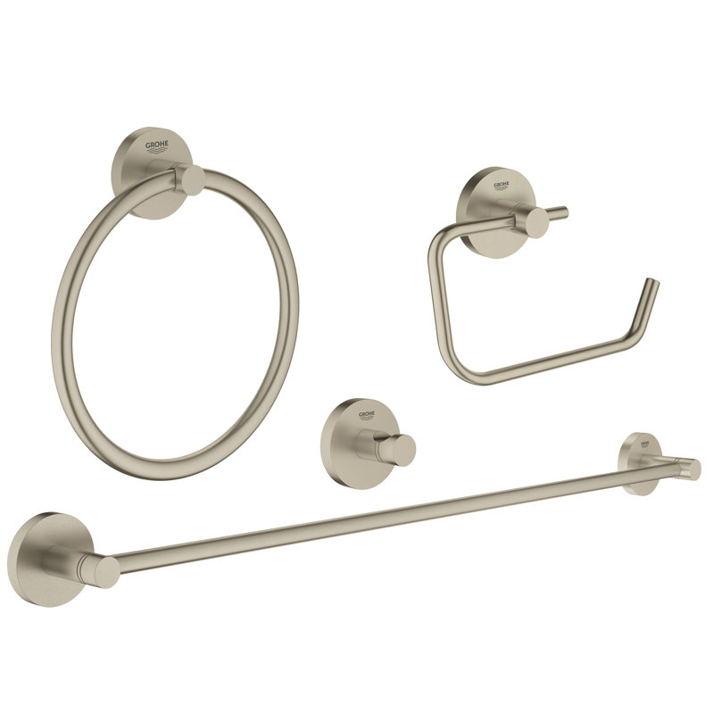 Essentials 4 Piece Bathroom Hardware Set, Brushed Nickel Infinity
