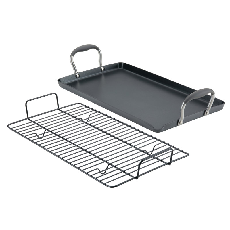 Anolon Advanced Home Hard Anodized Nonstick Double Burner Griddle, 10 Inch X 18 Inch, Gray