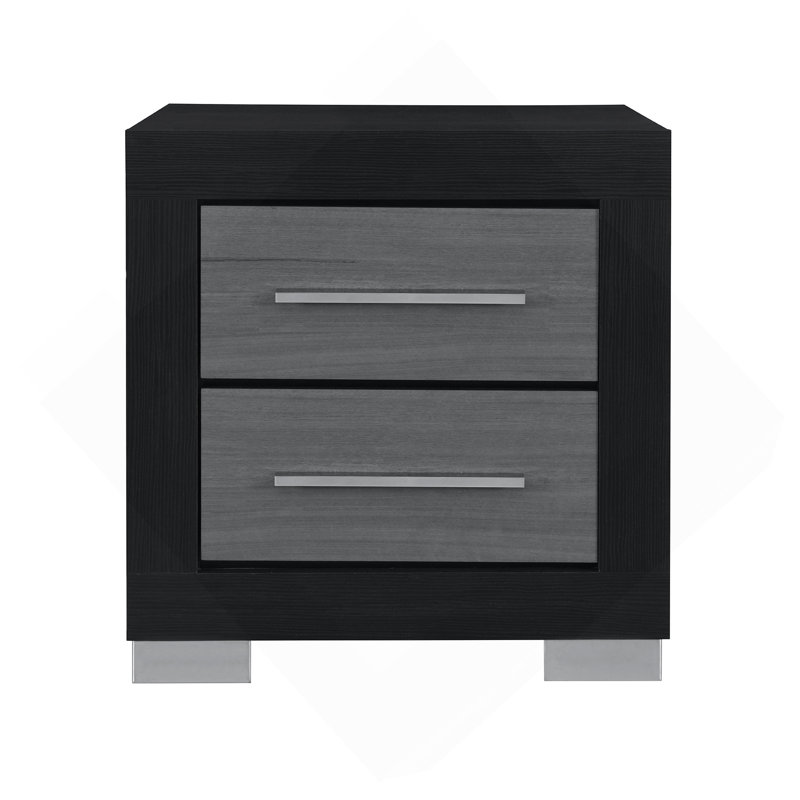Table de chevet Elsa noir et gris, Black/Grey