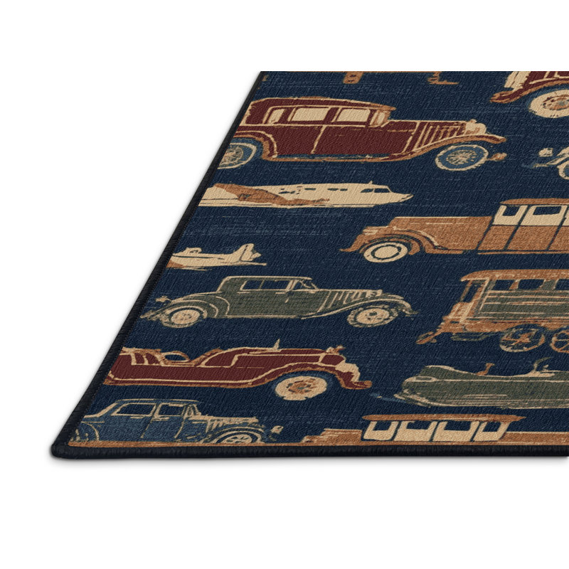 Machine Washable Transportation Grey Area Rug, Rectangle 4' x 6'