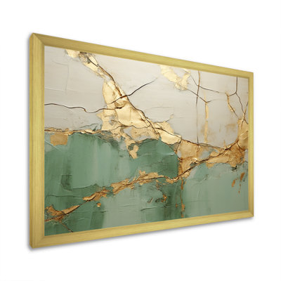 Green Gold Minimalism Poteries - Abstract Spirals Wall Art