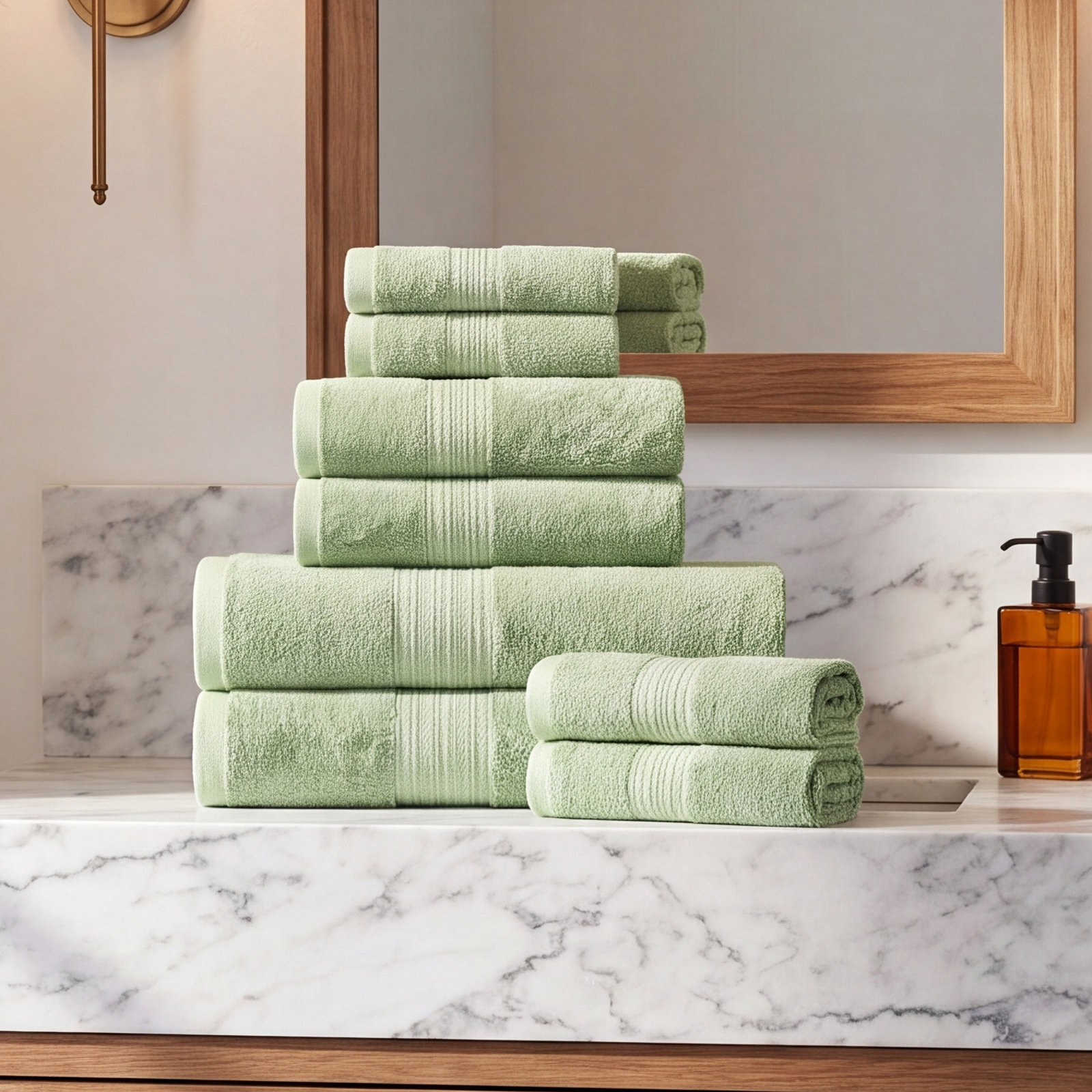 Asleigh 8-Piece Cotton Towel Set, Terrace Green