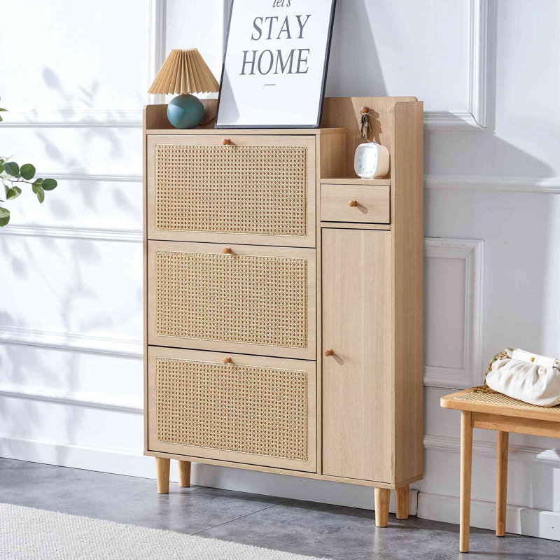 Modern Minimalist Storage Cabinet, Japanese Rattan Shoe Cabinet, Bed Top Cabinet, Small Home Furniture. Suitable For Corridors And Living Rooms