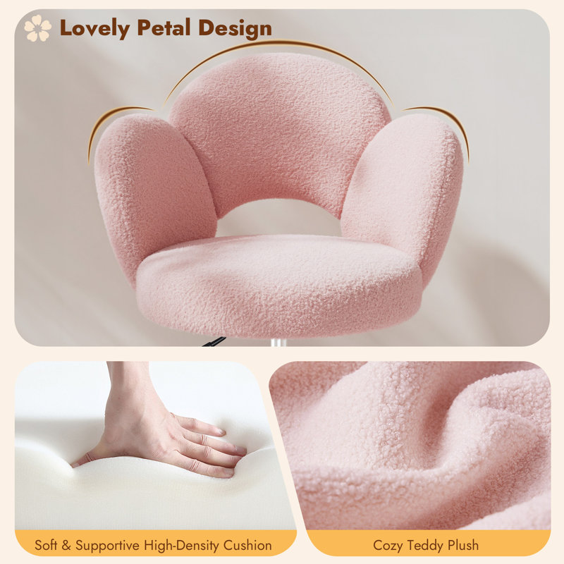 Lovely Petal Back Office Chair with Adjustable Height & Swivel – Makeup Chair, Task Chair, Desk Chair for Bedroom, Study, Home Office