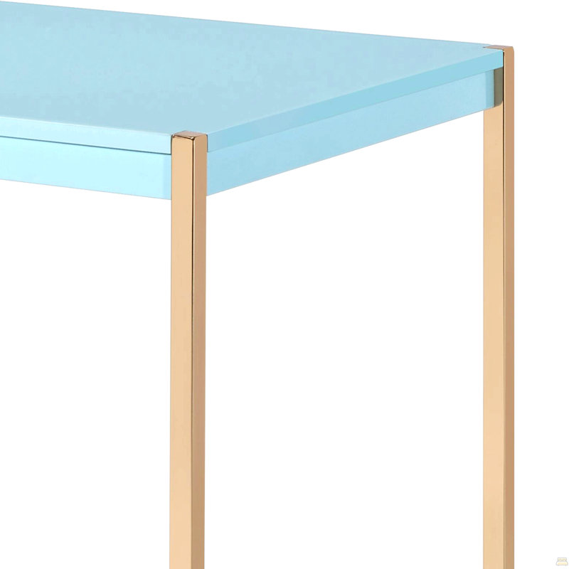 Bureau d'écriture bleu bébé et doré avec ports USB, Bleu / doré