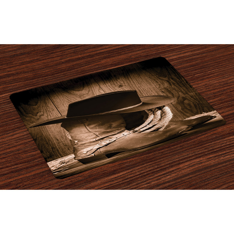 Mccurry Western Wild Cowboy Hat Wooden Placemat