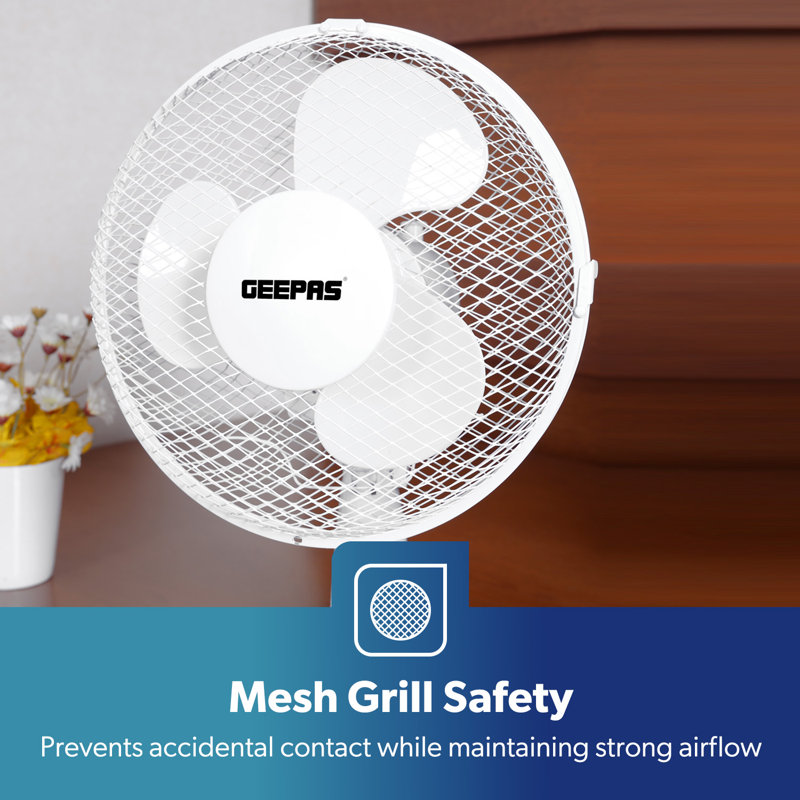 GEEPAS 9" Table Fan | Electric Portable Worktop Desk Fan with 2 Speeds 3 Blades, Adjustable Tilt Wide Angled Oscillation | Powerful Low Noise Airflow for Home Office | 1 Year Warranty, 22W