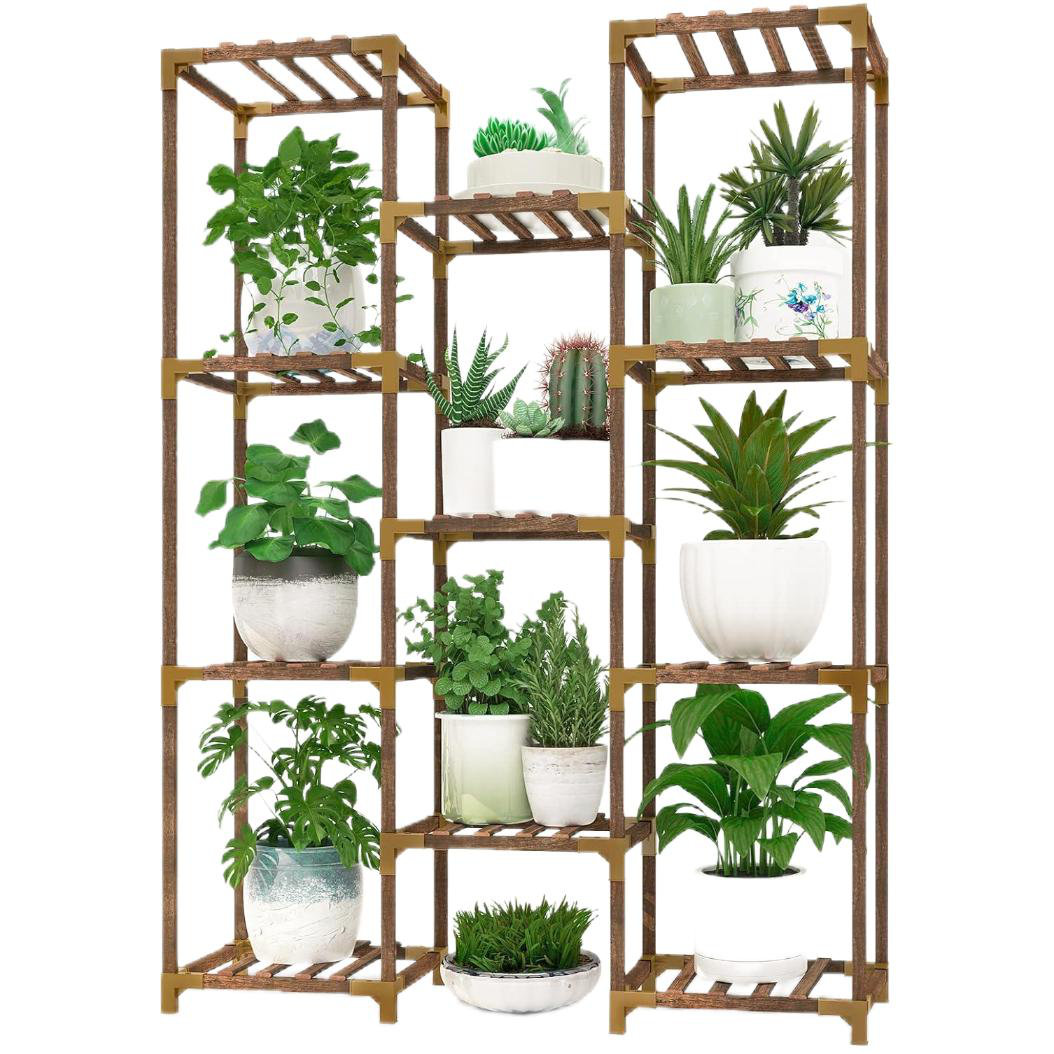 Triangular Plant Stand Wooden Shelf Display Rack Flowers Décor