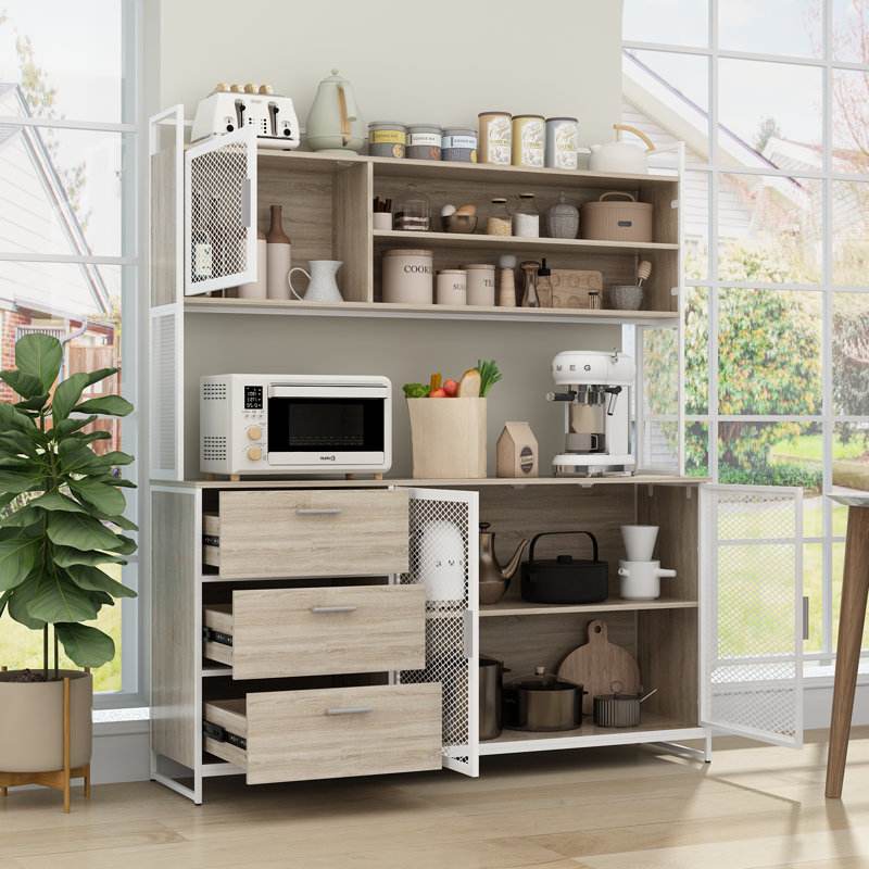 Nassima 59'' Sideboard with Bar Hutch, Oak/White