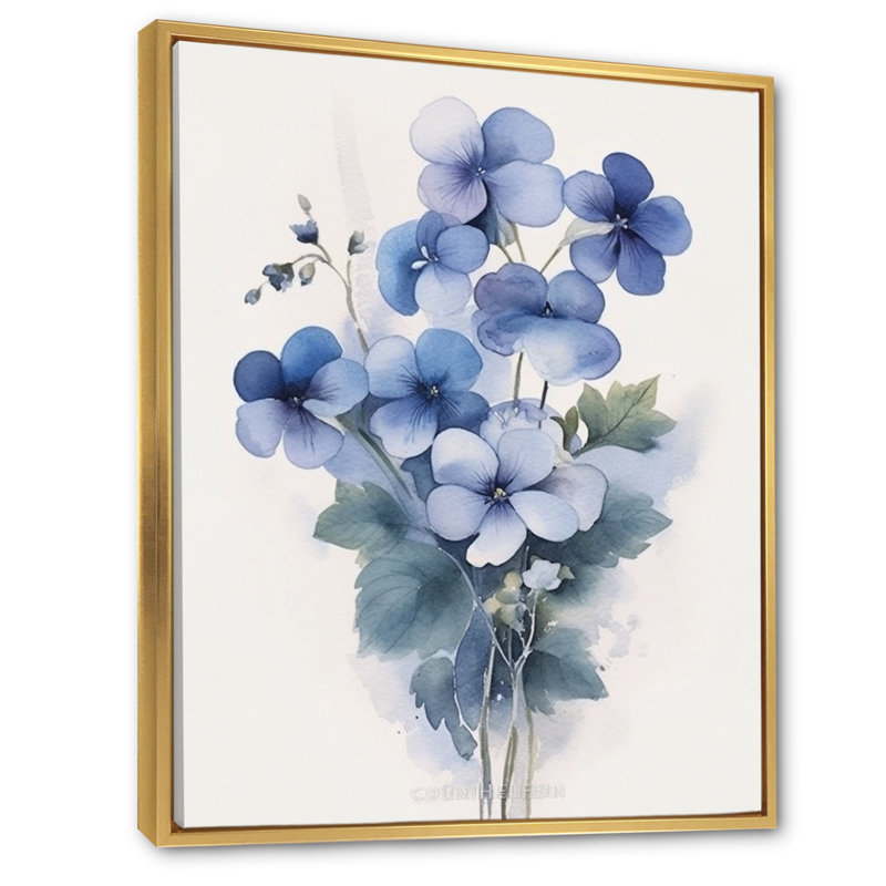 Violets Dreamer II sur toile, Cadre flottant doré, H 32 po x l 24 po x P 1 po