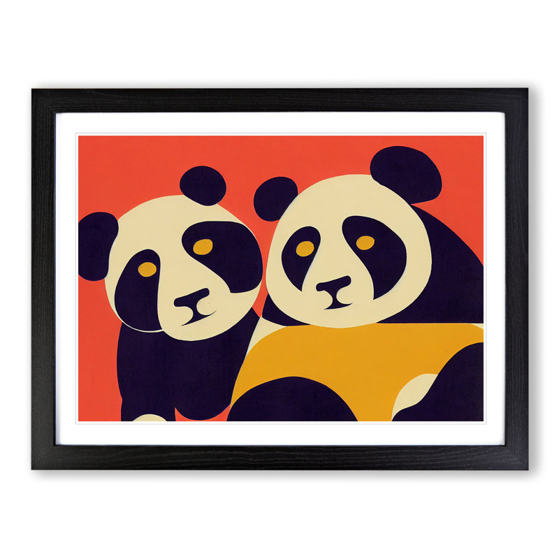 Abstract Pandas Vol.1 - Framed Print, Black, 46cm H x 64cm W x 2cm D