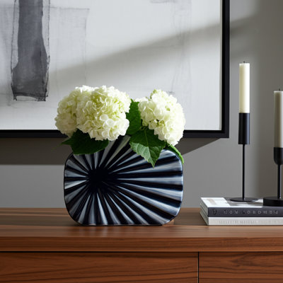 Jeree Modern Stoneware Ceramic Vase with Sculptural Dimensional Detailing and Contemporary Silhouette for Stylish Decorative Accent