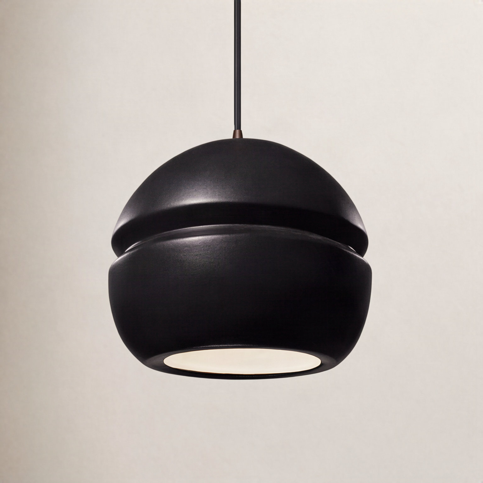 Logan Dimmable Globe Single Light Pendant, Gloss Black, Dark Bronze