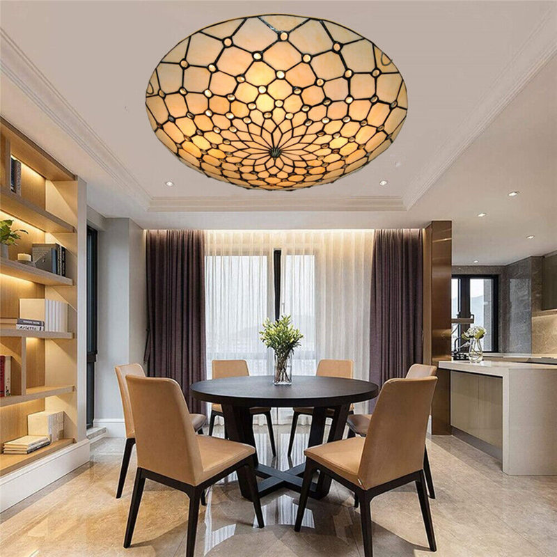 Tiffany 20 Inch 4 Light Dimmable Flush Mount Ceiling Lamp