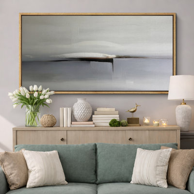 «Minimal Neutral Horizon», impression abstraite sur toile encadrée, impression sur toile