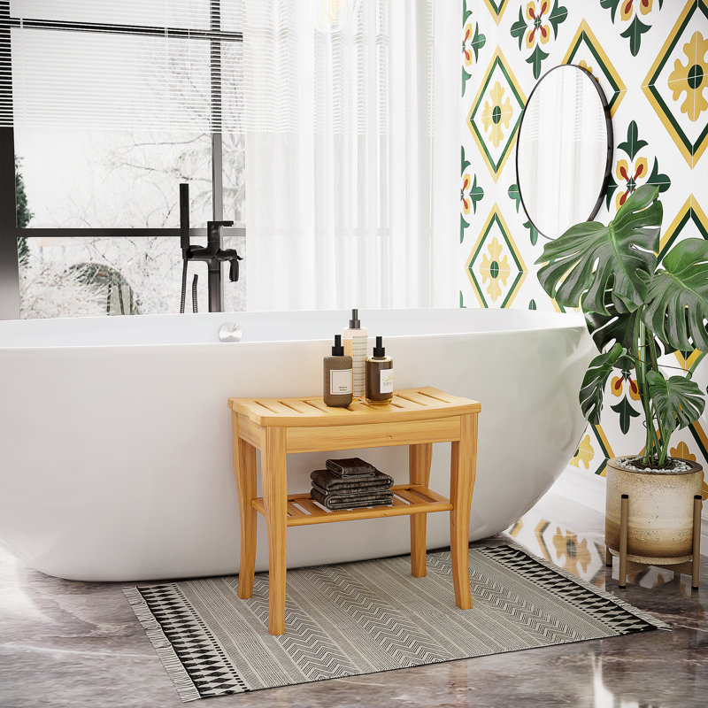 Banc de douche avec options de rangement - Convient aux différents besoins de l'utilisateur: 20 po en bois améliore l'organisation de la salle de bain