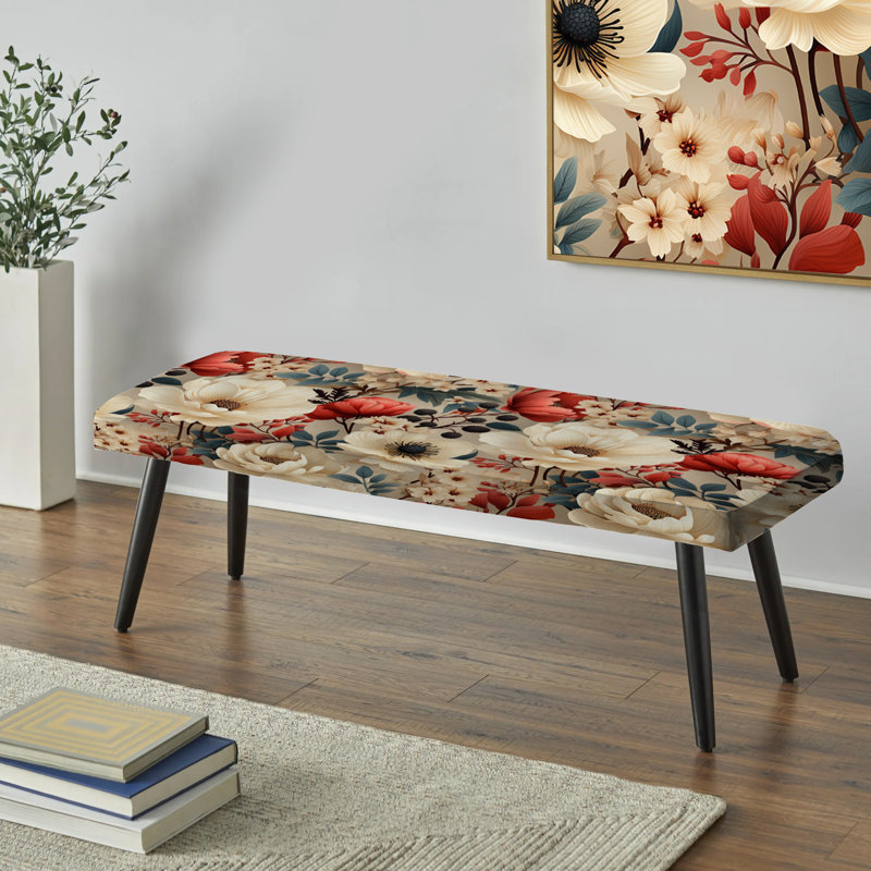 Banc de jardin rétro floral blanc Boho