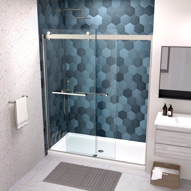 Porte de douche à dérivation, porte coulissante, avec verre trempé 5/16 po