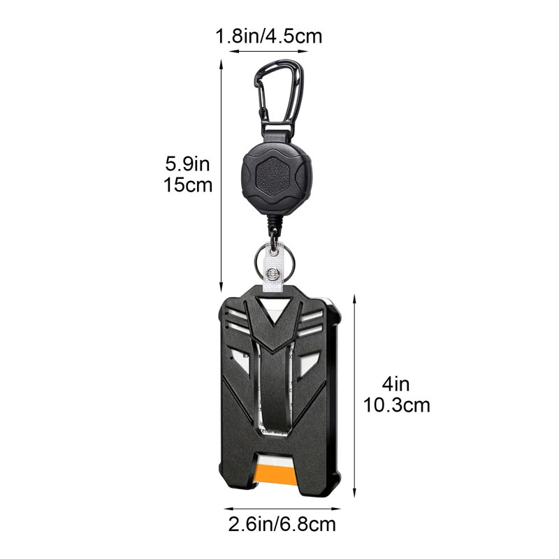 Porte-badge en plastique de style mécha avec mousqueton rétractable à haute élasticité et pochette robuste pour carte de travail