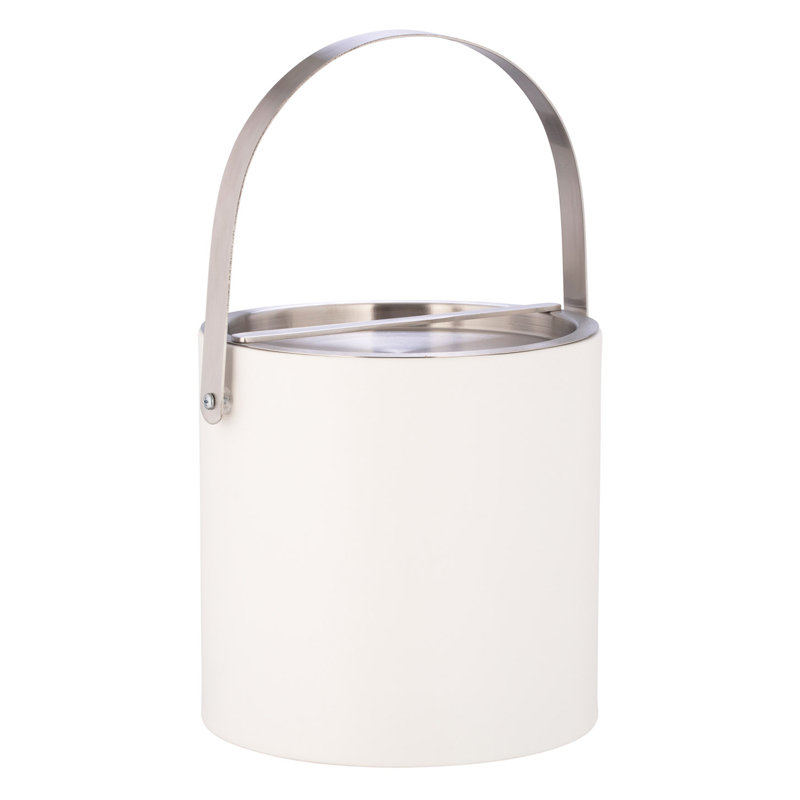 Seau à glace en similicuir Senetta, Blanc / chrome brossé