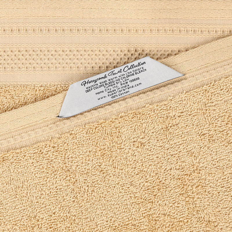 Gold Honeycomb Textured Cotton Bath Towels Set of 4