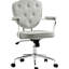 Fauteuil de bureau gris moelleux avec capitonnage à boutons et hauteur réglable