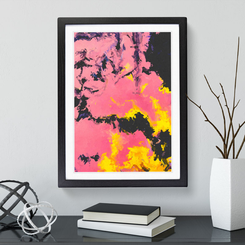 Brilliant Form Abstract - Wall Art, Black Framed, 66cm H x 48cm W x 2cm D, White