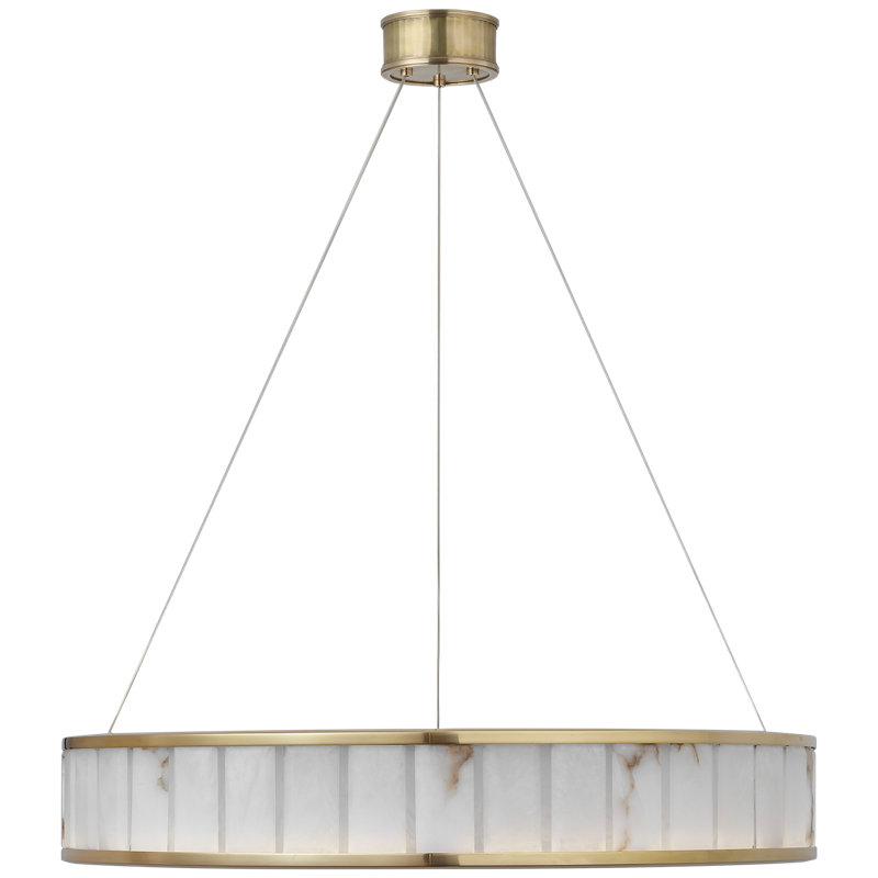 Chapman & Myers Iterna 30" Ring Chandelier in Polished Nickel with Alabaster, Antique-Burnished Brass