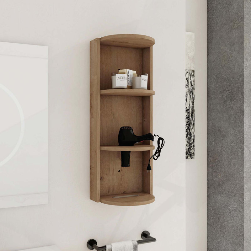 Space-Saving Bathroom Wall-Mounted Storage Rack with Versatile Design, Imitative Oak