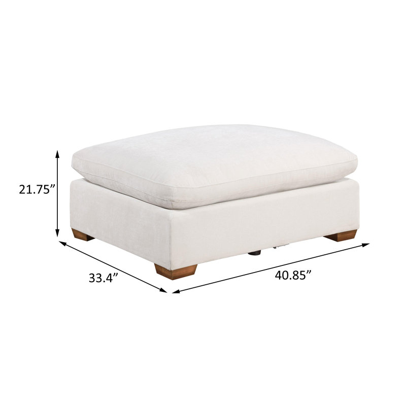 Rectangular Upholstered Ottoman, Ivory