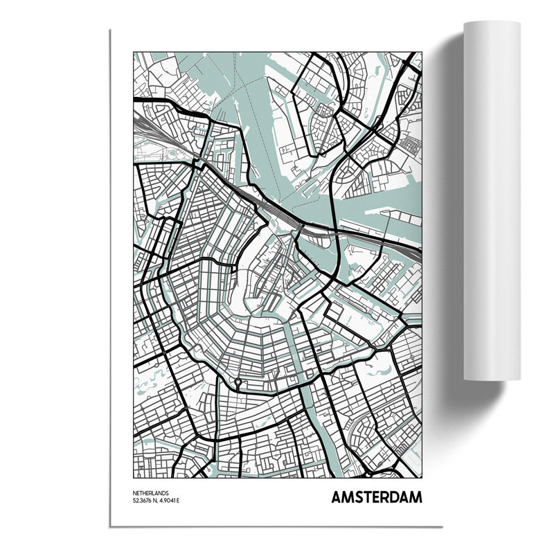 Map Amsterdam NETHERLANDS - Frameless Print, 30cm H x 21cm W x 0.1cm D