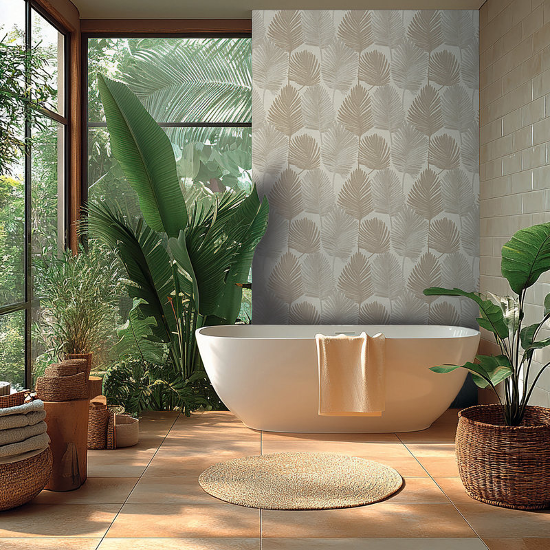 Galerie Horizon Palm Leaf Wallpaper, Beige