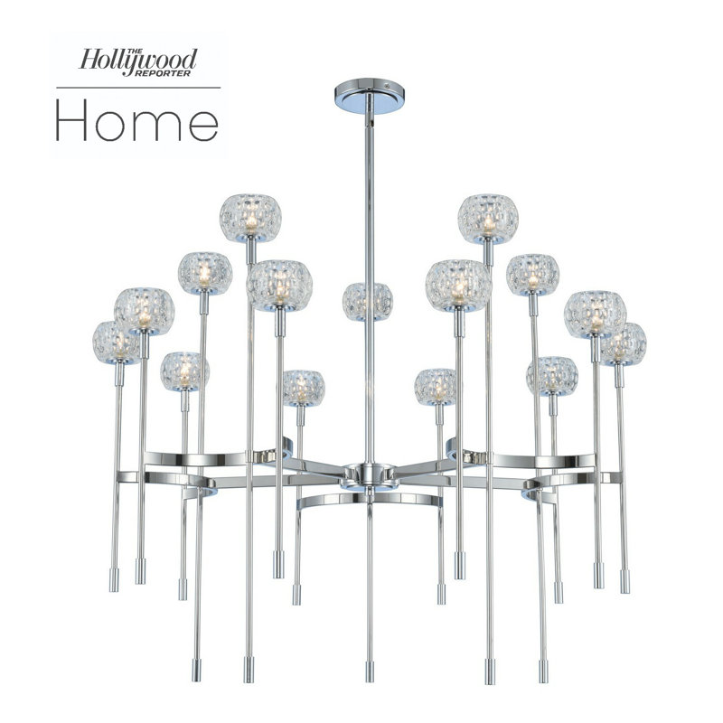 Mae 15-Light Chrome and Glass Minimalist Chandelier
