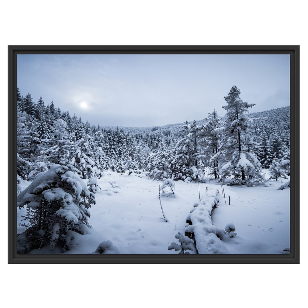 Gerahmtes Wandbild Winterlandschaft vereister See