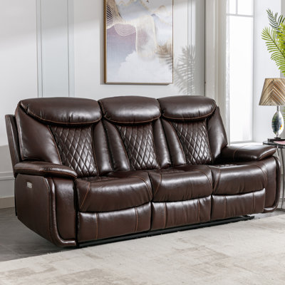 Saneela Breathable Leather Power Reclining Living Room