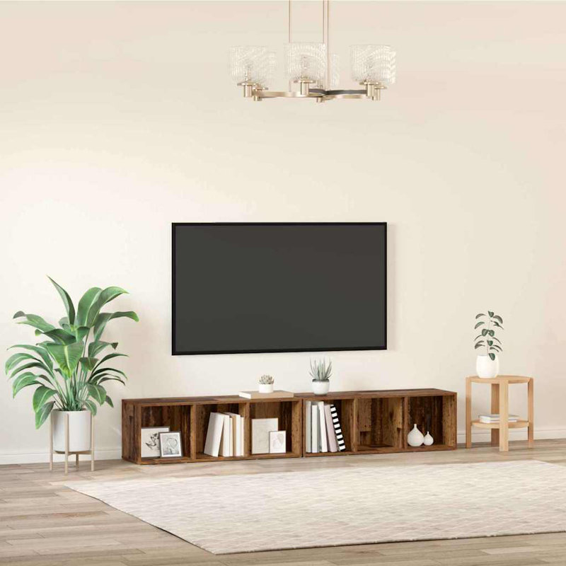 TV Cabinet Set 2 Pcs Engineered Wood, Old Wood