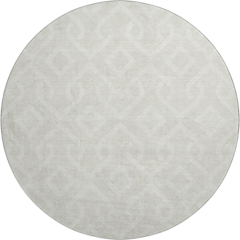 Premium Machine Washable Cerrito Ivory Rug, Round 8'