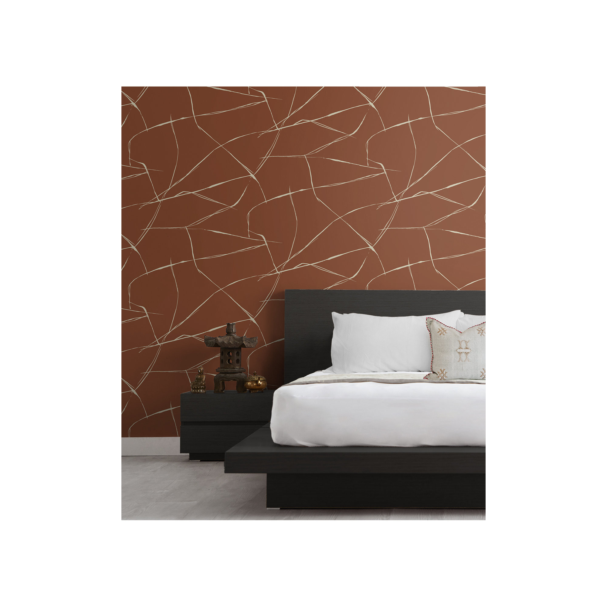 Niseko Modern Abstract Wallpaper, Dark Terracotta