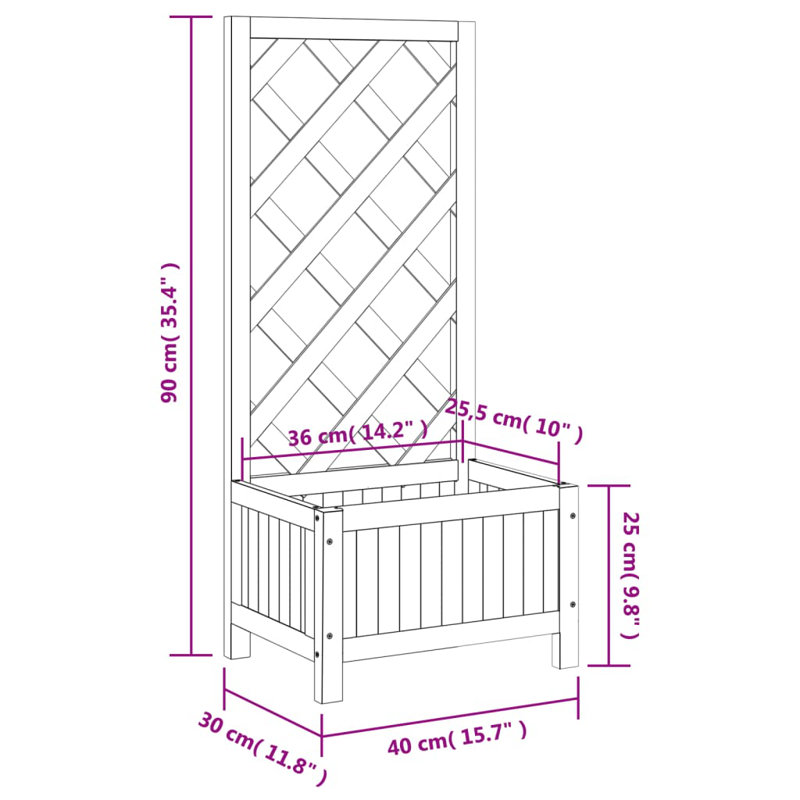 Wood Pot Planter, 35.4" H x 15.7" W x 11.8" D, Black