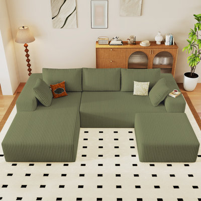 Canapé modulaire Cloud avec 1 repose-pieds, canapé modulaire moderne avec siège profond, canapé-lit en U confortable pour les appartements de salon et de chambre à coucher, aucun assemblage requis