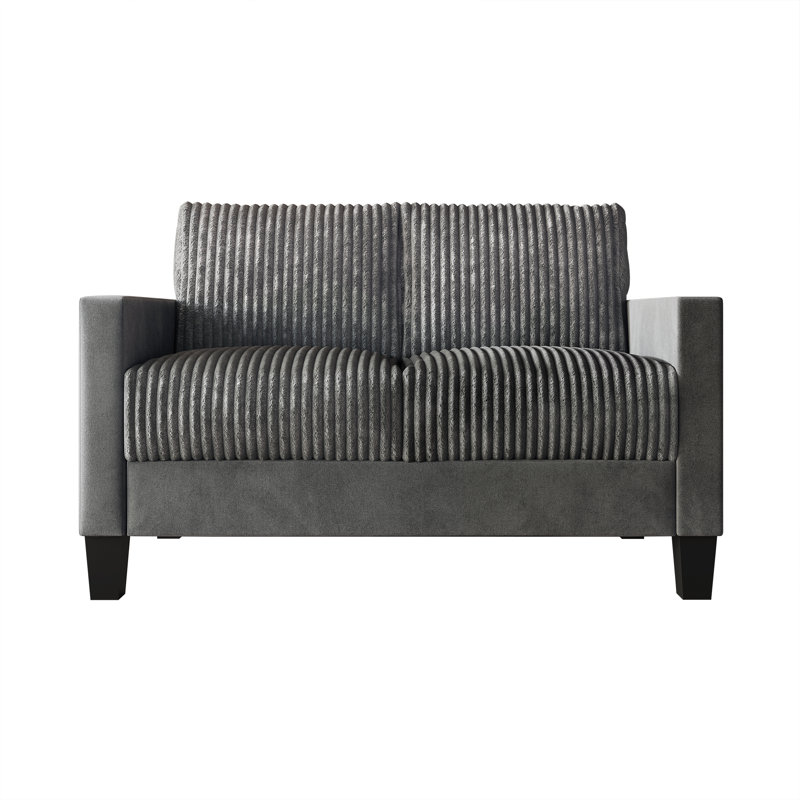 Shadybrook Corduroy 53.19 Square Arms Loveseat, Gray