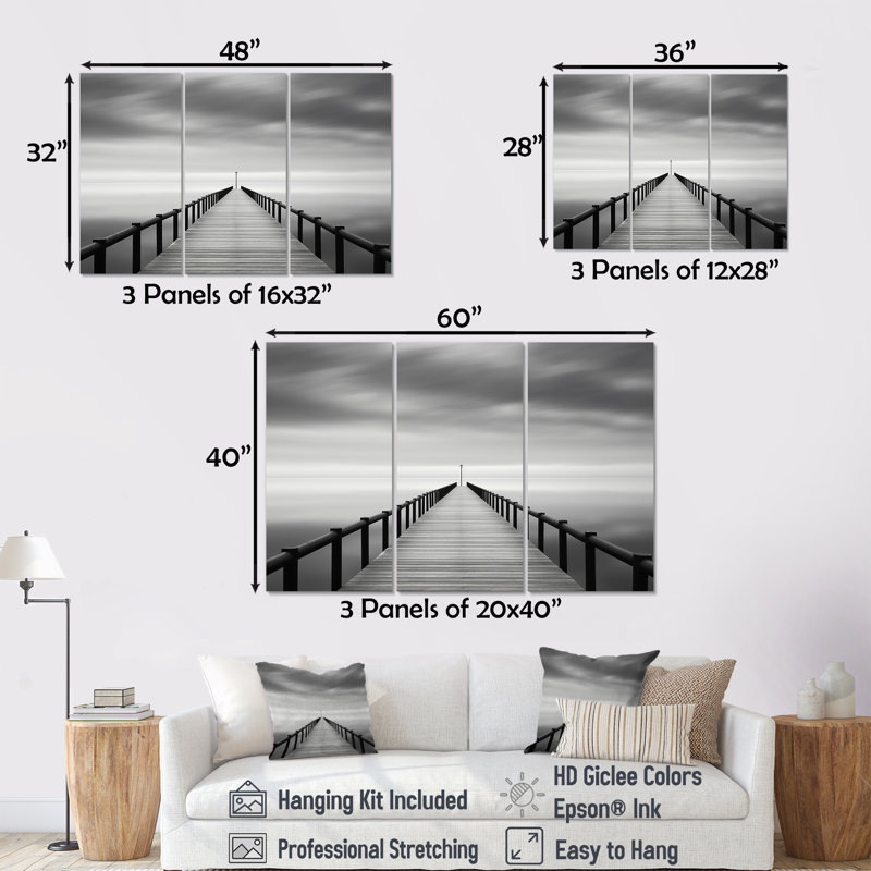 Ensemble d'art mural Rashid - Coastal Pier, Toile tendue, H 32 po x l 48 po x P 1 po