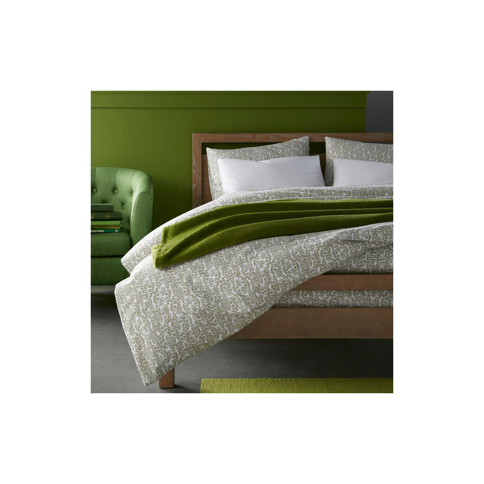Fern Single Duvet Cover, Olive, King Duvet Cover