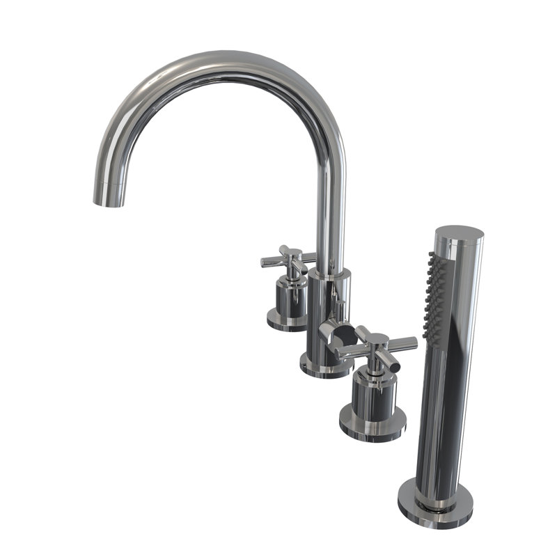 DreamLine Atlantic 12 in. x 8 in. Deck Mounted Tub Faucet with Handshower, Chrome